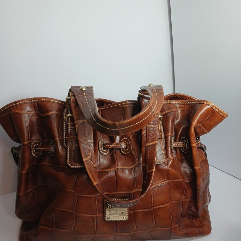 Dooney & Bourke Medium Chiara Bag Brown Crocodile Embossed Leather Purse - Picture 13 of 14